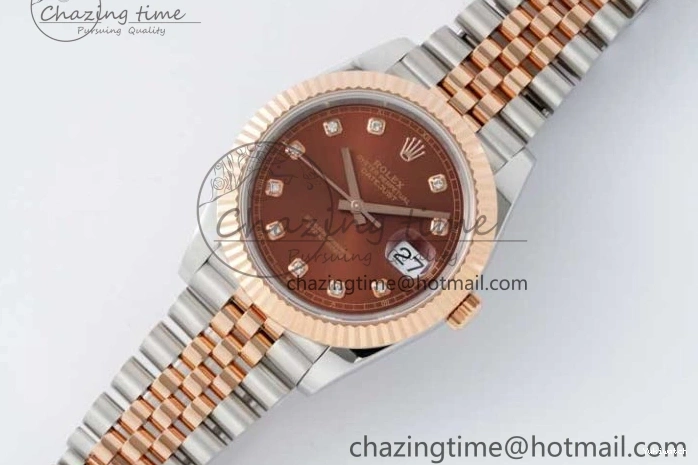 Jubilee Edition Dial VR3235 904L JDF RG V2 Steel Diamonds SS 41 RG Bracelet SS 1:1 Best DateJust Brown on 0828